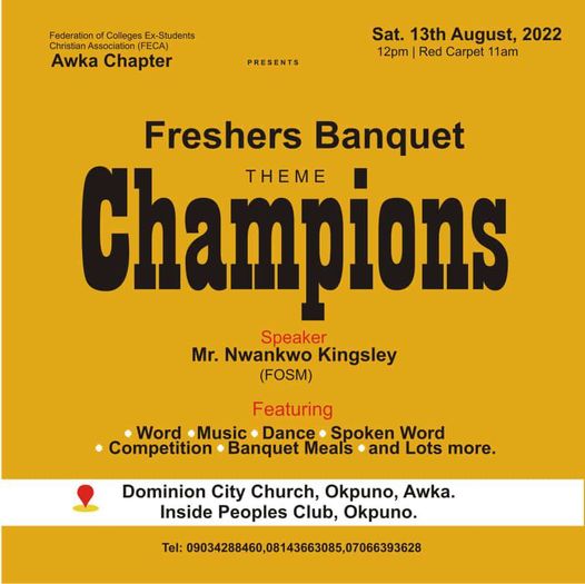Freshers Banquet 2022 in FECA Awka chapter issa gooooaaal!
